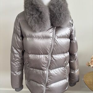 Russian Brand Snow Queen Down Puffer w/ real Blue Fox Collar